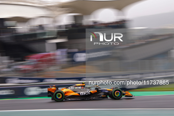 Lando Norris of the UK drives the McLaren F1 Team MCL38 Mercedes during the Formula 1 Lenovo Grande Premio De Sao Paulo 2024 in Sao Paulo, B...