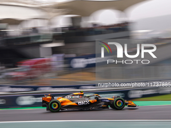 Lando Norris of the UK drives the McLaren F1 Team MCL38 Mercedes during the Formula 1 Lenovo Grande Premio De Sao Paulo 2024 in Sao Paulo, B...