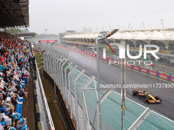 Lando Norris of the UK drives the McLaren F1 Team MCL38 Mercedes during the Formula 1 Lenovo Grande Premio De Sao Paulo 2024 in Sao Paulo, B...