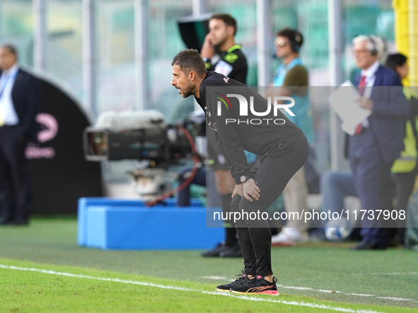 Alessio Dionisi, head coach of Palermo FC, watches the Serie B match between Palermo and Cittadella at the Stadio ''Renzo Barbera'' in Paler...