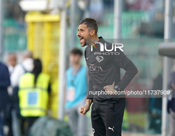 Alessio Dionisi, head coach of Palermo FC, watches the Serie B match between Palermo and Cittadella at the Stadio ''Renzo Barbera'' in Paler...