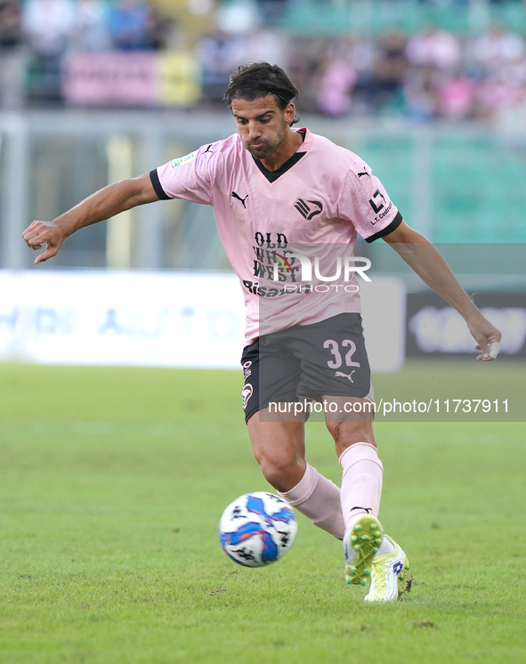 Pietro Ceccaroni of Palermo FC is in action during the Serie B match between Palermo and Cittadella at the Stadio ''Renzo Barbera'' in Paler...