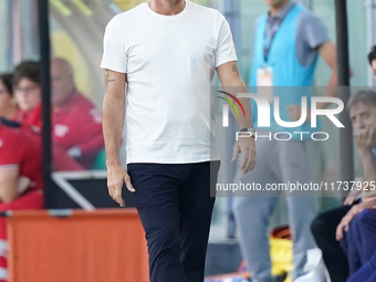 Alessandro Dal Canto, head coach of AS Cittadella, watches the Serie B match between Palermo and Cittadella at the Stadio ''Renzo Barbera''...