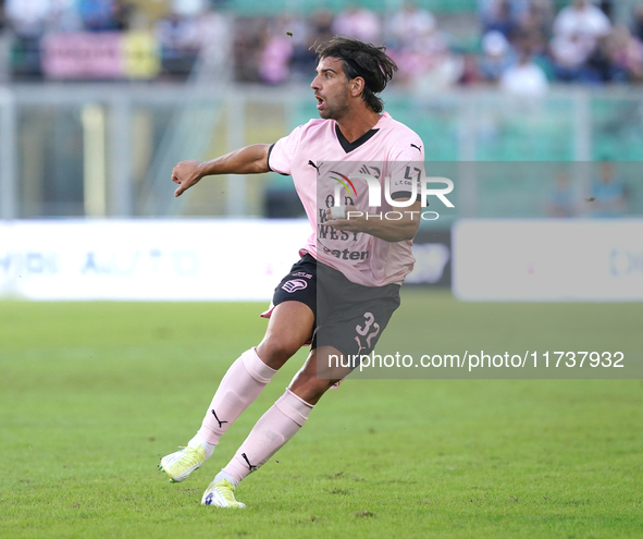 Pietro Ceccaroni of Palermo FC is in action during the Serie B match between Palermo and Cittadella at the Stadio ''Renzo Barbera'' in Paler...