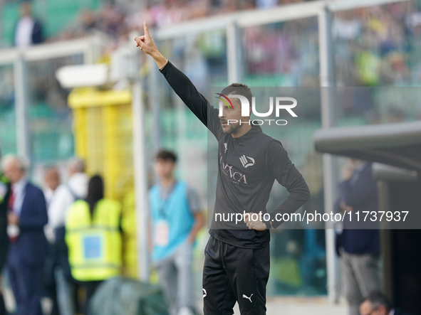 Alessio Dionisi, head coach of Palermo FC, watches the Serie B match between Palermo and Cittadella at the Stadio ''Renzo Barbera'' in Paler...