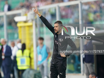 Alessio Dionisi, head coach of Palermo FC, watches the Serie B match between Palermo and Cittadella at the Stadio ''Renzo Barbera'' in Paler...