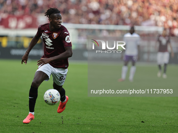 Alieu Njie participates in the Serie A 2024-2025 match between Torino and Fiorentina in Torino, Italy, on November 3, 2024 