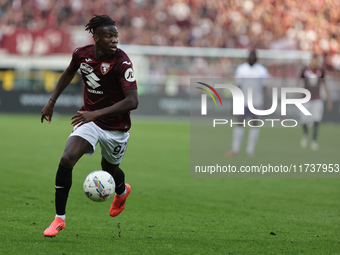 Alieu Njie participates in the Serie A 2024-2025 match between Torino and Fiorentina in Torino, Italy, on November 3, 2024 (