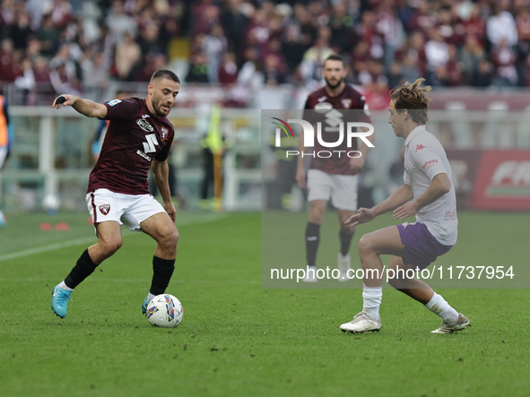 Nikola Vlasic participates in the Serie A 2024-2025 match between Torino and Fiorentina in Torino, Italy, on November 3, 2024. 