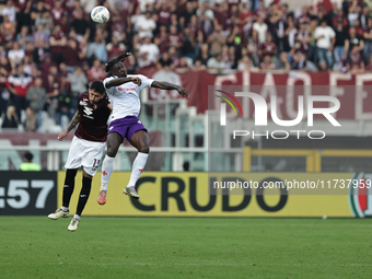 Moise Kean participates in the Serie A 2024-2025 match between Torino and Fiorentina in Torino, Italy, on November 3, 2024. (