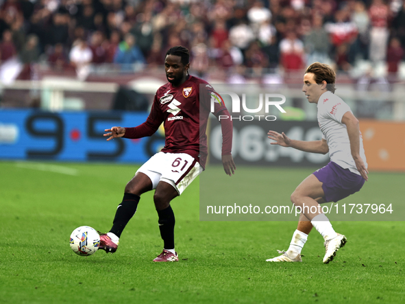 Adrien Tam?ze participates in the Serie A 2024-2025 match between Torino and Fiorentina in Torino, Italy, on November 3, 2024. 