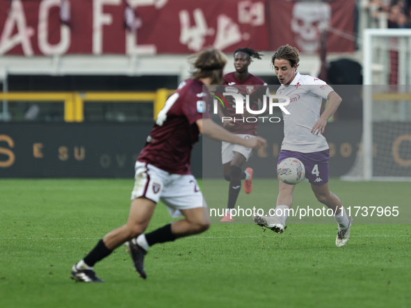 Edoardo Bove participates in the Serie A 2024-2025 match between Torino and Fiorentina in Torino, Italy, on November 3, 2024. 