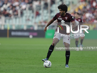 Sa?l Coco participates in the Serie A 2024-2025 match between Torino and Fiorentina in Torino, Italy, on November 3, 2024. (