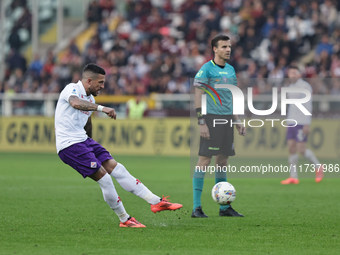 Cristiano Biraghi participates in the Serie A 2024-2025 match between Torino and Fiorentina in Torino, Italy, on November 3, 2024. (