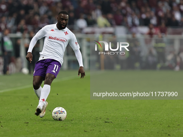 Jonathan Ikone participates in the Serie A 2024-2025 match between Torino and Fiorentina in Torino, Italy, on November 3, 2024. 