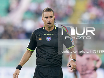 Referee Francesco Fourneau officiates the Serie B match between Palermo and Cittadella at the Stadio ''Renzo Barbera'' in Palermo, Italy, on...