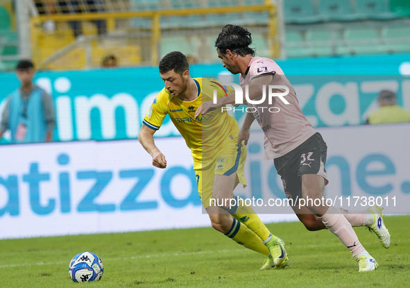 Luca Pandolfi of As Cittadella scores a goal during the Serie B match between Palermo and Cittadella at the Stadio ''Renzo Barbera'' in Pale...