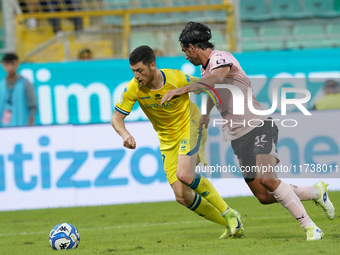 Luca Pandolfi of As Cittadella scores a goal during the Serie B match between Palermo and Cittadella at the Stadio ''Renzo Barbera'' in Pale...