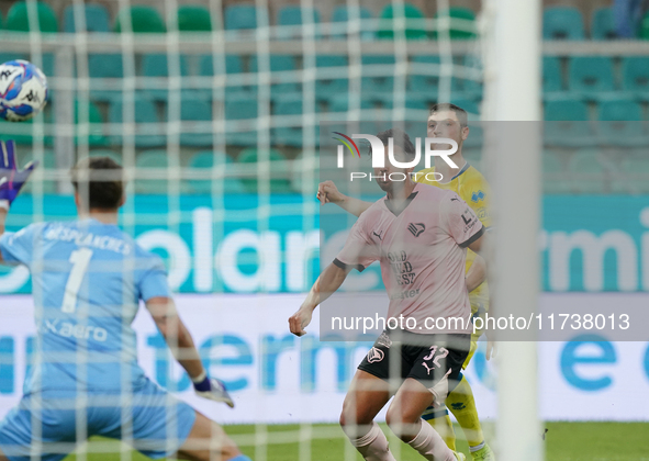 Luca Pandolfi of As Cittadella scores a goal during the Serie B match between Palermo and Cittadella at the Stadio ''Renzo Barbera'' in Pale...