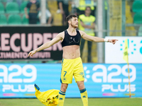 Luca Pandolfi of As Cittadella celebrates a goal during the Serie B match between Palermo and Cittadella at the Stadio ''Renzo Barbera'' in...