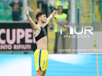 Luca Pandolfi of As Cittadella celebrates a goal during the Serie B match between Palermo and Cittadella at the Stadio ''Renzo Barbera'' in...