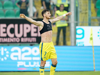 Luca Pandolfi of As Cittadella celebrates a goal during the Serie B match between Palermo and Cittadella at the Stadio ''Renzo Barbera'' in...