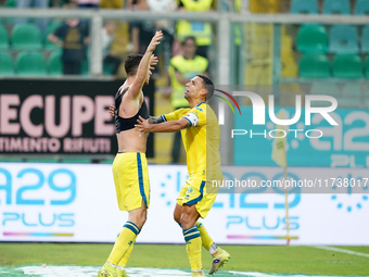 Luca Pandolfi of As Cittadella celebrates a goal during the Serie B match between Palermo and Cittadella at the Stadio ''Renzo Barbera'' in...