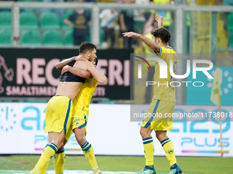 Luca Pandolfi of As Cittadella celebrates a goal during the Serie B match between Palermo and Cittadella at the Stadio ''Renzo Barbera'' in...