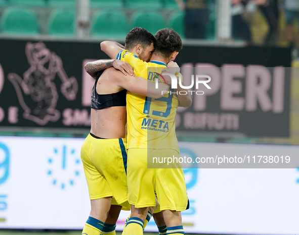 Luca Pandolfi of As Cittadella celebrates a goal during the Serie B match between Palermo and Cittadella at the Stadio ''Renzo Barbera'' in...