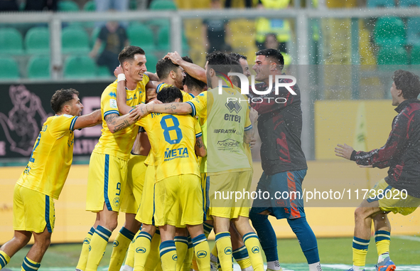 Luca Pandolfi of As Cittadella celebrates a goal during the Serie B match between Palermo and Cittadella at the Stadio ''Renzo Barbera'' in...