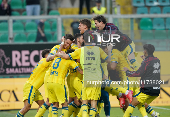 Luca Pandolfi of As Cittadella celebrates a goal during the Serie B match between Palermo and Cittadella at the Stadio ''Renzo Barbera'' in...