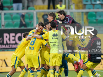 Luca Pandolfi of As Cittadella celebrates a goal during the Serie B match between Palermo and Cittadella at the Stadio ''Renzo Barbera'' in...