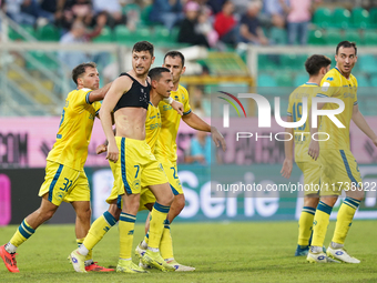 Luca Pandolfi of As Cittadella celebrates a goal during the Serie B match between Palermo and Cittadella at the Stadio ''Renzo Barbera'' in...