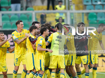 Luca Pandolfi of As Cittadella celebrates a goal during the Serie B match between Palermo and Cittadella at the Stadio ''Renzo Barbera'' in...