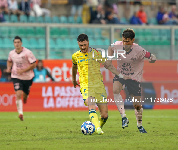 Luca Pandolfi of As Cittadella is in action during the Serie B match between Palermo and Cittadella at the Stadio ''Renzo Barbera'' in Paler...