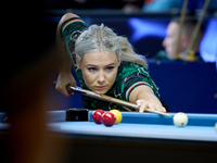 Megan Randle from the Blackball Federation of Ireland ladies national team performs during one of the events at the inaugural IBF World Blac...