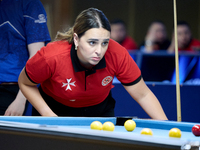 Ana Thomas from the Malta Blackball ladies national team gestures during one of the events at the inaugural IBF World Blackball Championship...