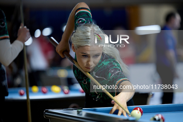 Megan Randle from the Blackball Federation of Ireland ladies national team performs during one of the events at the inaugural IBF World Blac...