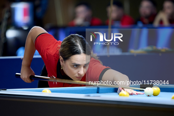 Ana Thomas from the Malta Blackball ladies national team performs during one of the events at the inaugural IBF World Blackball Championship...