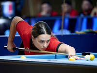 Ana Thomas from the Malta Blackball ladies national team performs during one of the events at the inaugural IBF World Blackball Championship...