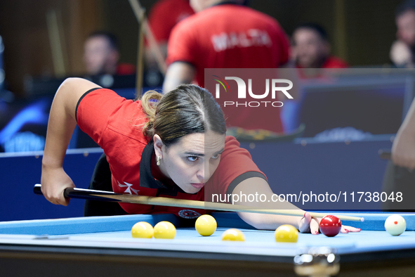 Ana Thomas from the Malta Blackball ladies national team performs during one of the events at the inaugural IBF World Blackball Championship...