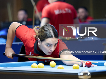 Ana Thomas from the Malta Blackball ladies national team performs during one of the events at the inaugural IBF World Blackball Championship...