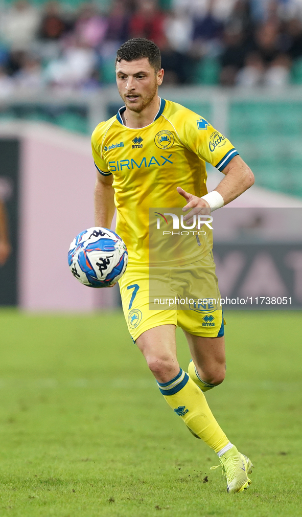 Luca Pandolfi of As Cittadella is in action during the Serie B match between Palermo and Cittadella at the Stadio ''Renzo Barbera'' in Paler...