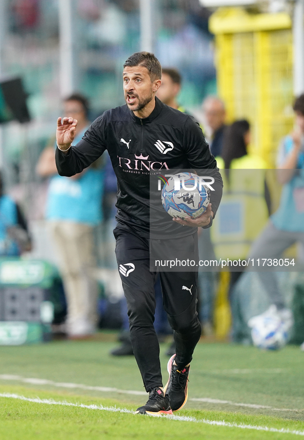 Alessio Dionisi, head coach of Palermo FC, watches the Serie B match between Palermo and Cittadella at the Stadio ''Renzo Barbera'' in Paler...