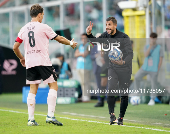 Alessio Dionisi, head coach of Palermo FC, watches the Serie B match between Palermo and Cittadella at the Stadio ''Renzo Barbera'' in Paler...