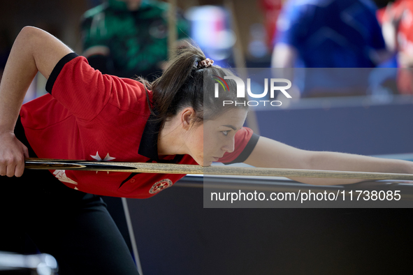 Alexia Cassano from the Malta Blackball ladies national team performs during one of the events at the inaugural IBF World Blackball Champion...