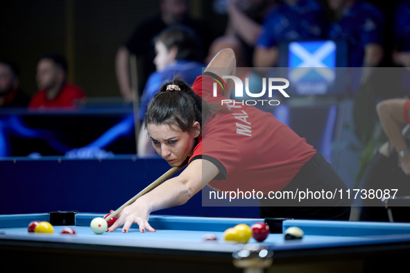 Alexia Cassano from the Malta Blackball ladies national team performs during one of the events at the inaugural IBF World Blackball Champion...