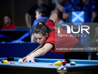 Alexia Cassano from the Malta Blackball ladies national team performs during one of the events at the inaugural IBF World Blackball Champion...