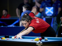 Alexia Cassano from the Malta Blackball ladies national team performs during one of the events at the inaugural IBF World Blackball Champion...