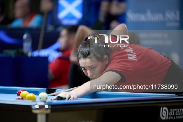 Alexia Cassano from the Malta Blackball ladies national team performs during one of the events at the inaugural IBF World Blackball Champion...